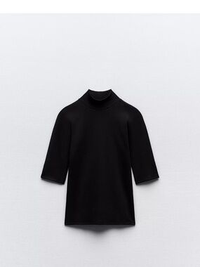 Zara Mock Neck Cotton T-shirt